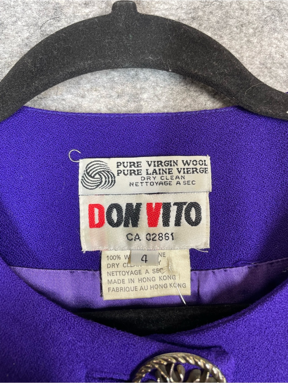 Don Vito Purple Wool Blazer Jacket Vintage Minimalist Career Chic Size 4 Office - Picture 3 of 16